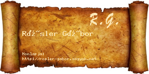 Rösler Gábor névjegykártya